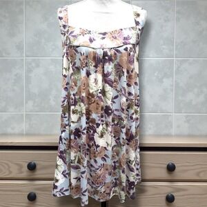 Simply Noelle Womens XXL Floral Square Neck Pleated Front Tunic Tank Dress